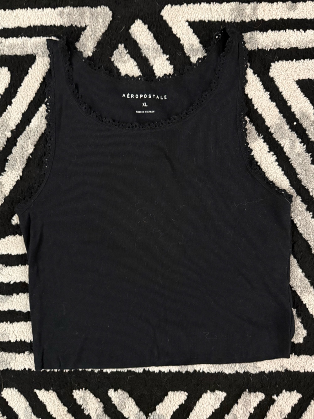 Aeropostale Black Lace-Trim Ribbed Tank XL